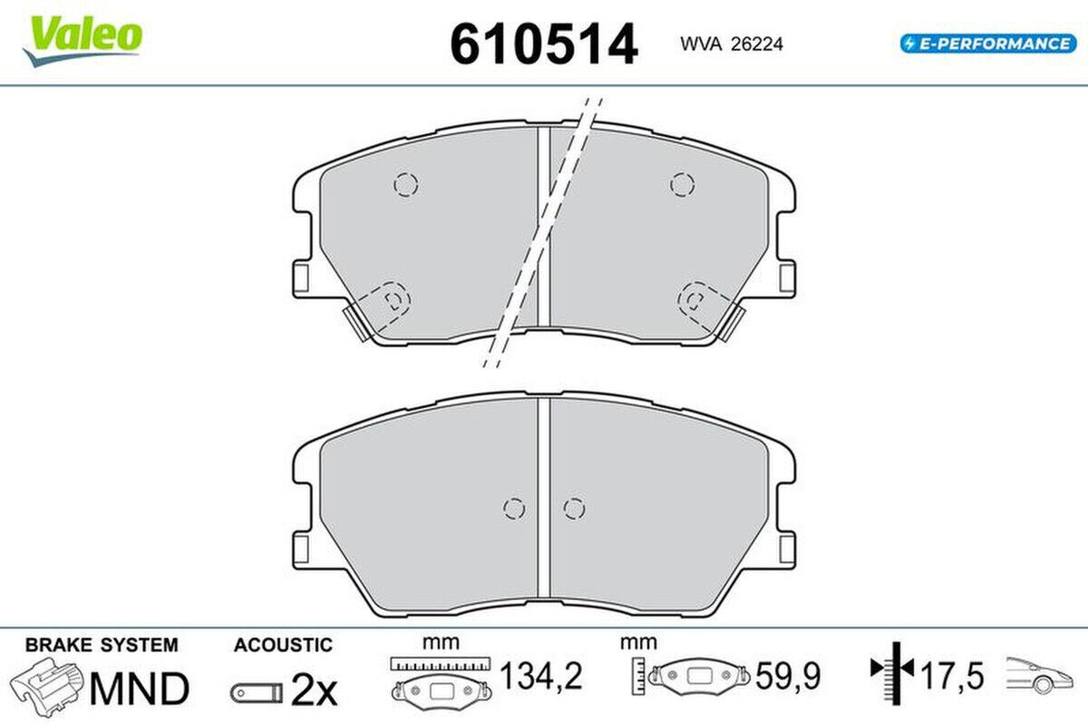 Bremsbelagsatz Scheibenbremse vorne mechanisch VALEO für KIA SOUL III