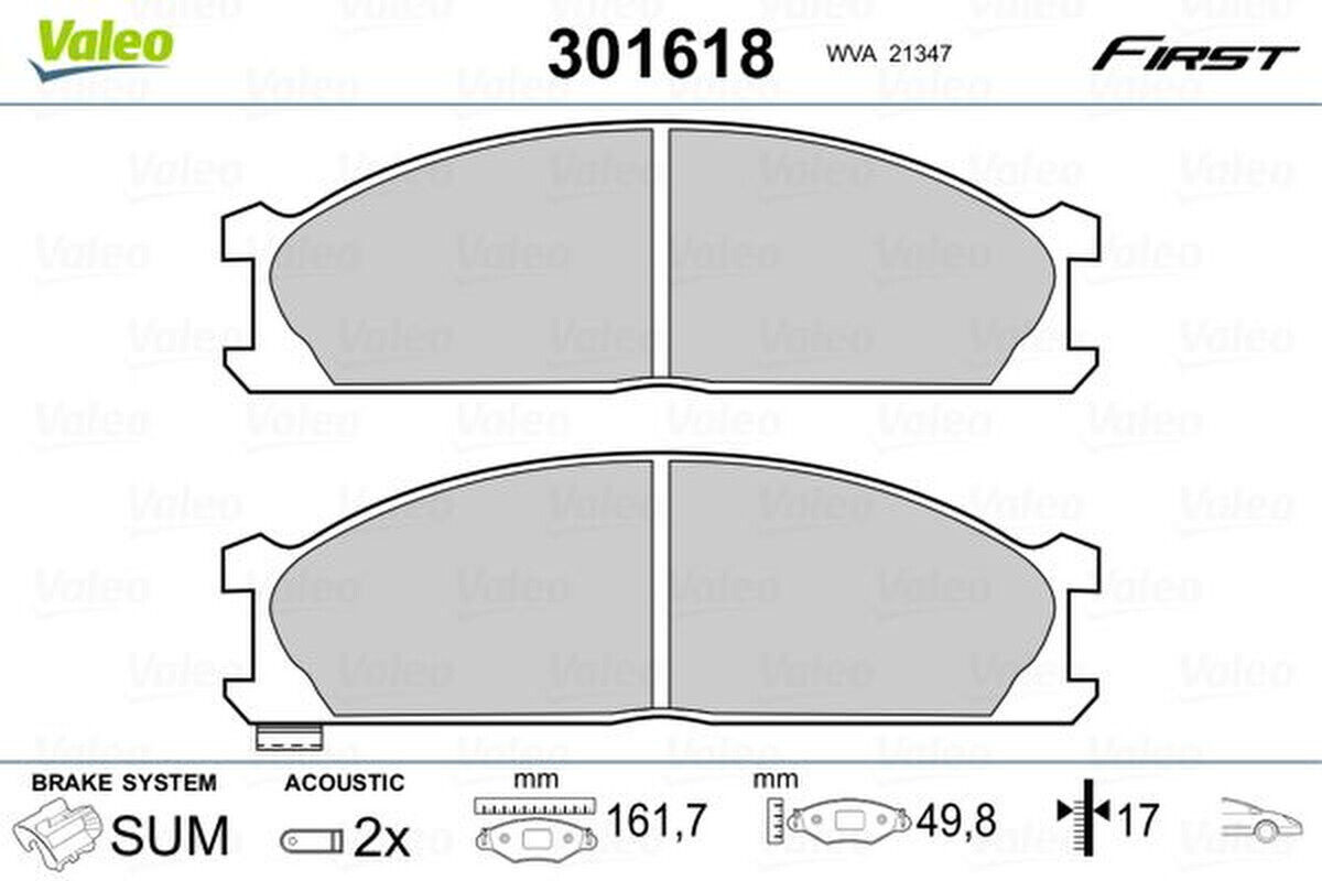 Bremsbelagsatz Scheibenbremse vorne mechanisch VALEO für NISSAN SUNNY II