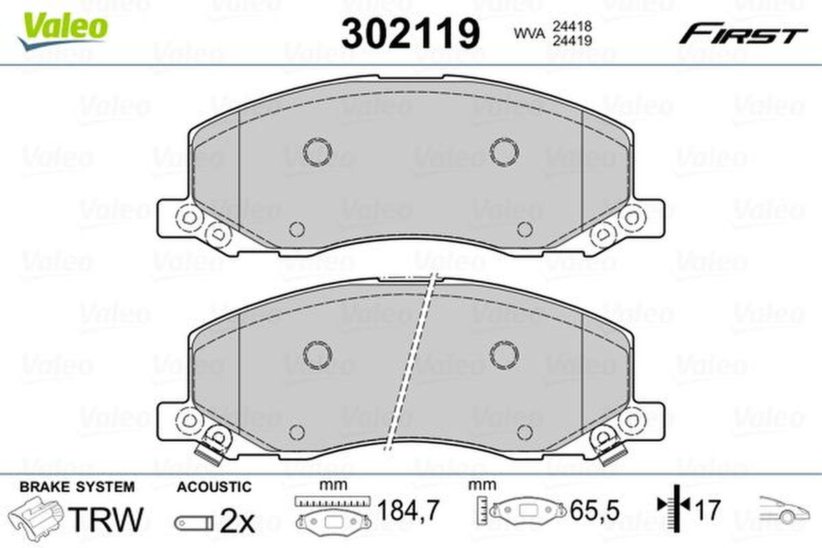 Bremsbelagsatz Scheibenbremse vorne mechanisch VALEO für OPEL INSIGNIA A