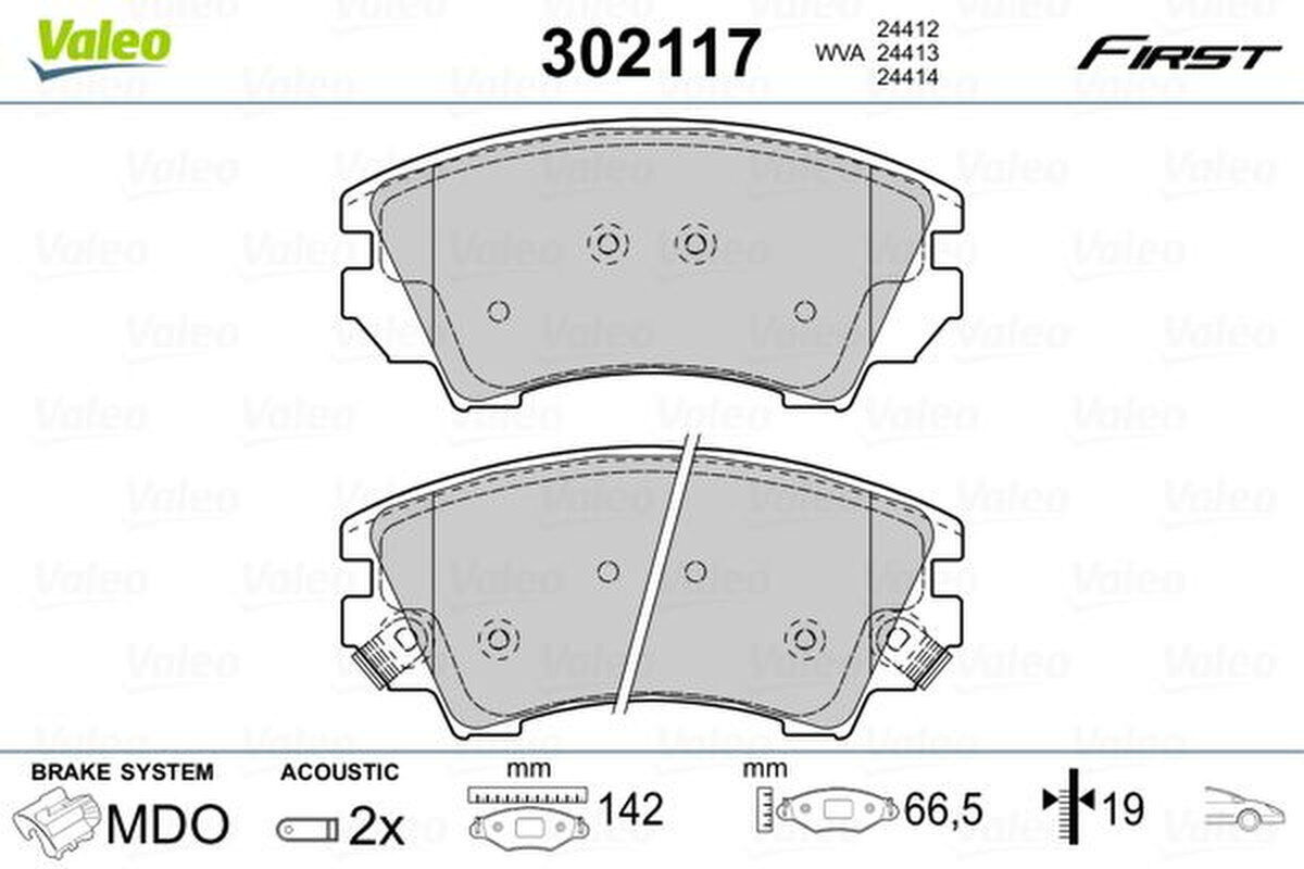 Bremsbelagsatz Scheibenbremse vorne mechanisch VALEO für OPEL INSIGNIA A