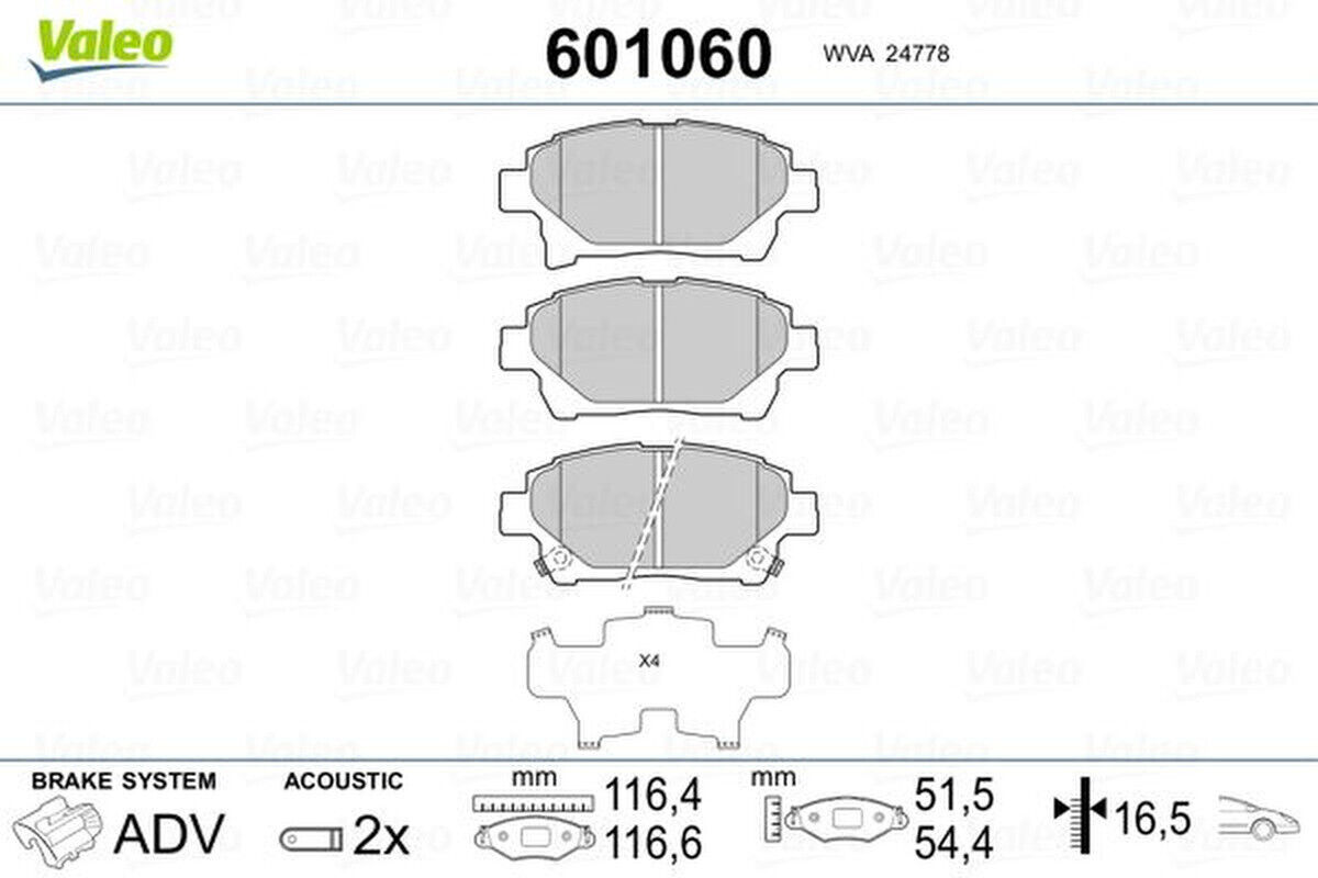 Bremsbelagsatz Scheibenbremse vorne mechanisch VALEO für TOYOTA IQ (_J1_)