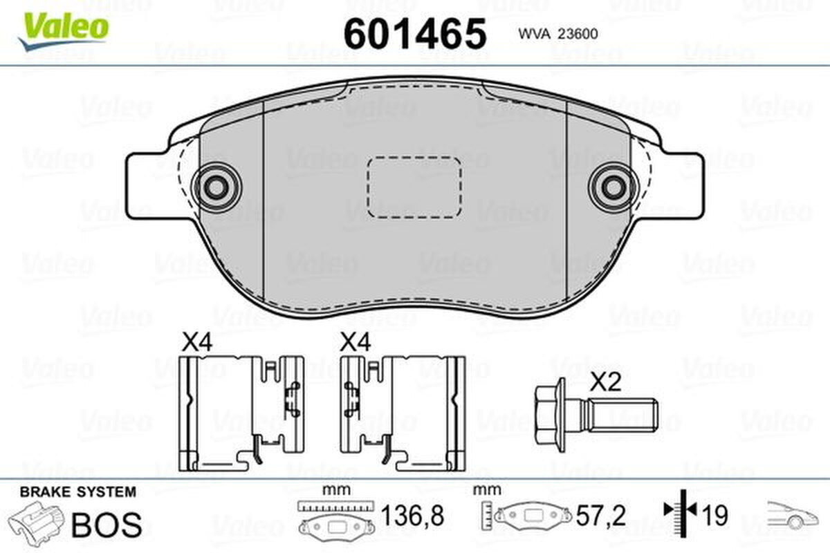 Bremsbelagsatz Scheibenbremse vorne mit Schrauben, VALEO für CITROËN C4 I