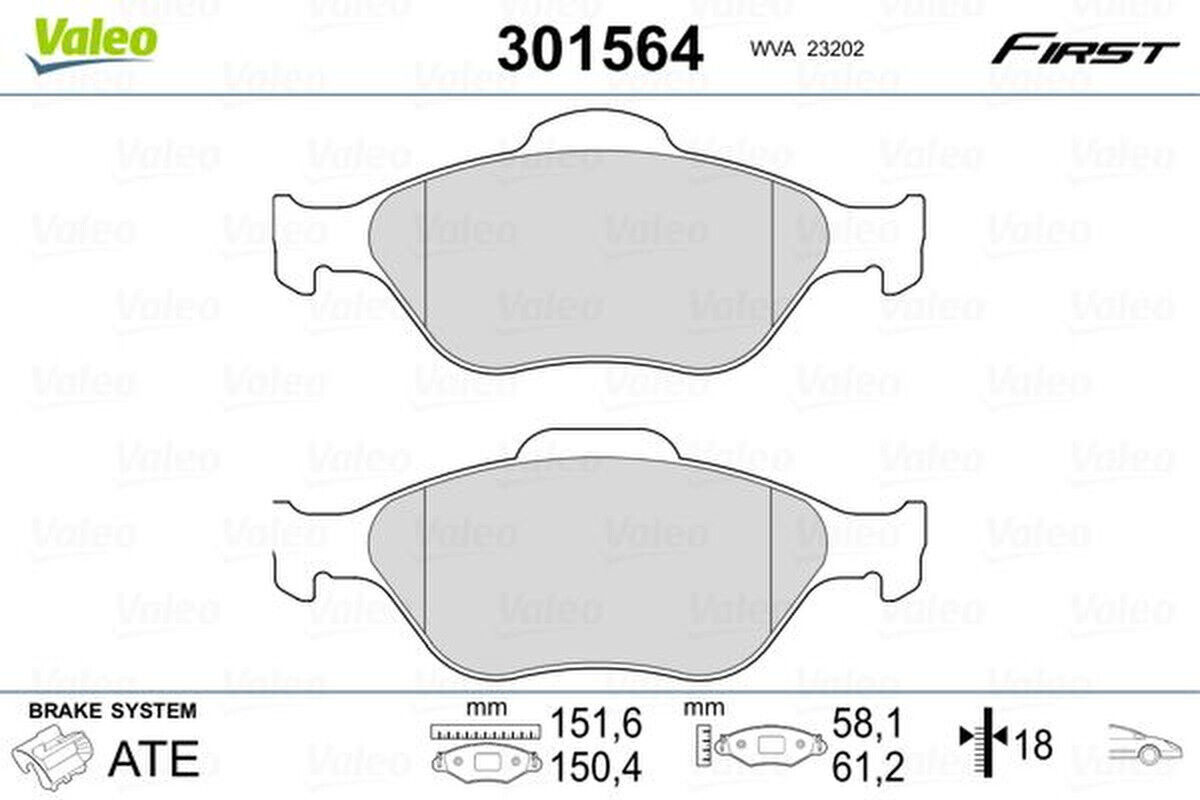 Bremsbelagsatz Scheibenbremse vorne VALEO für FORD FIESTA V