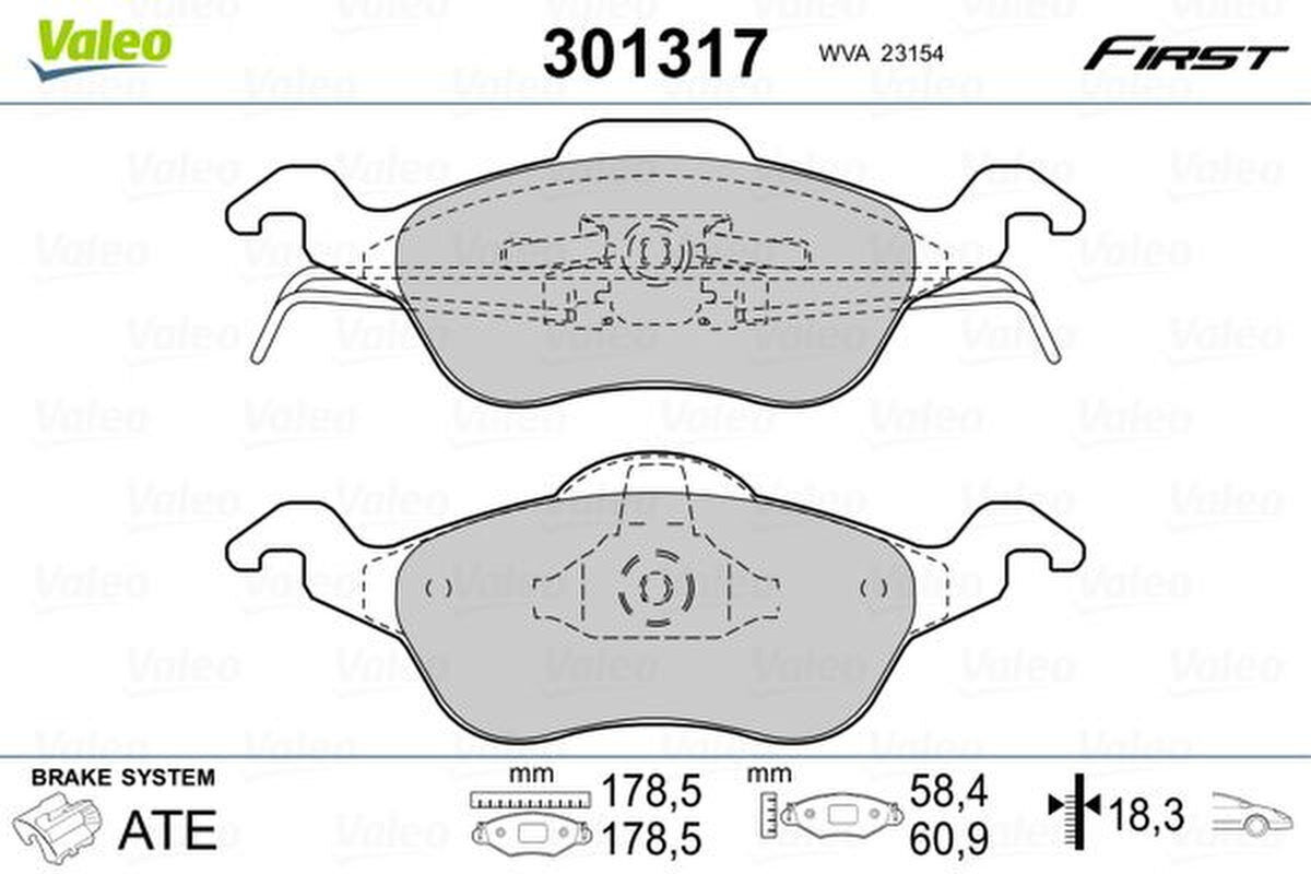 Bremsbelagsatz Scheibenbremse vorne VALEO für FORD FOCUS I
