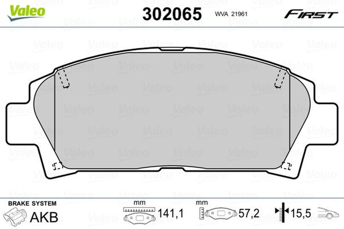 Bremsbelagsatz Scheibenbremse vorne VALEO für TOYOTA AVENSIS (_T22_)