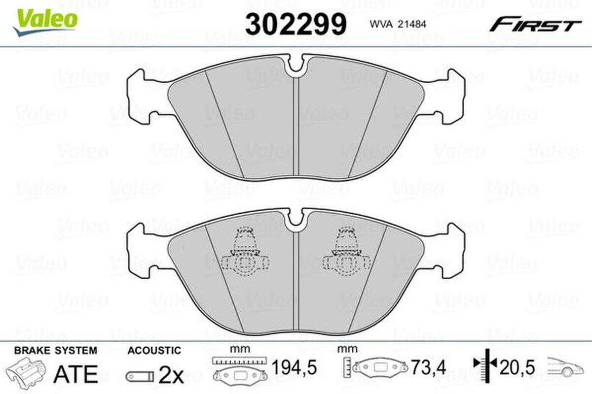 Bremsbelagsatz Scheibenbremse vorne VALEO für VW PASSAT B5.5
