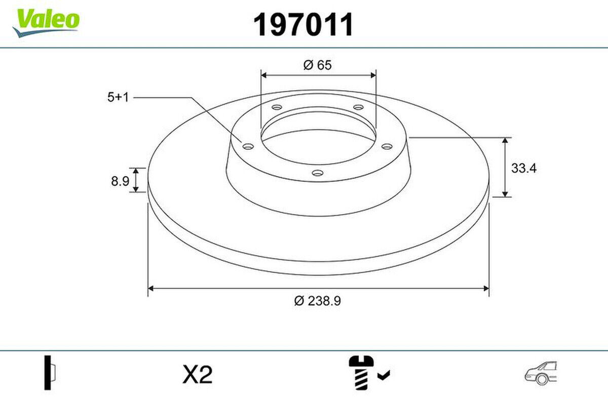 Bremsscheibe hinten voll mit Schraube VALEO für VW GOLF IV