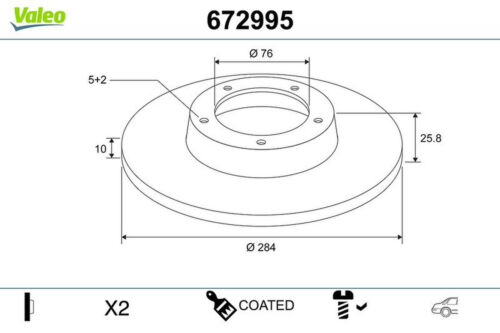 Bremsscheibe hinten voll VALEO für KIA PRO CEE'D