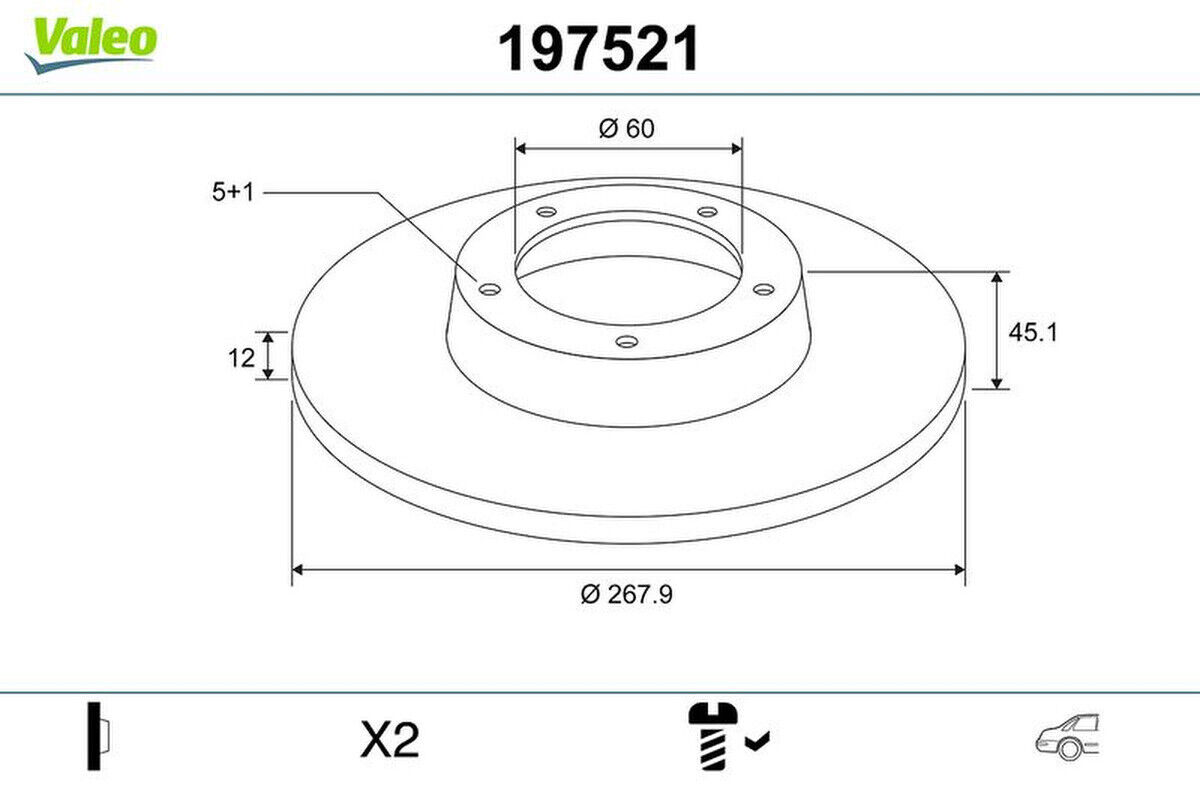 Bremsscheibe hinten voll VALEO für OPEL ASTRA J