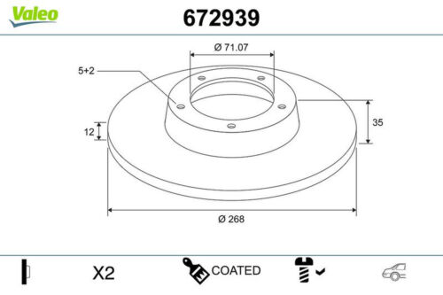 Bremsscheibe hinten voll VALEO für PEUGEOT 308 SW