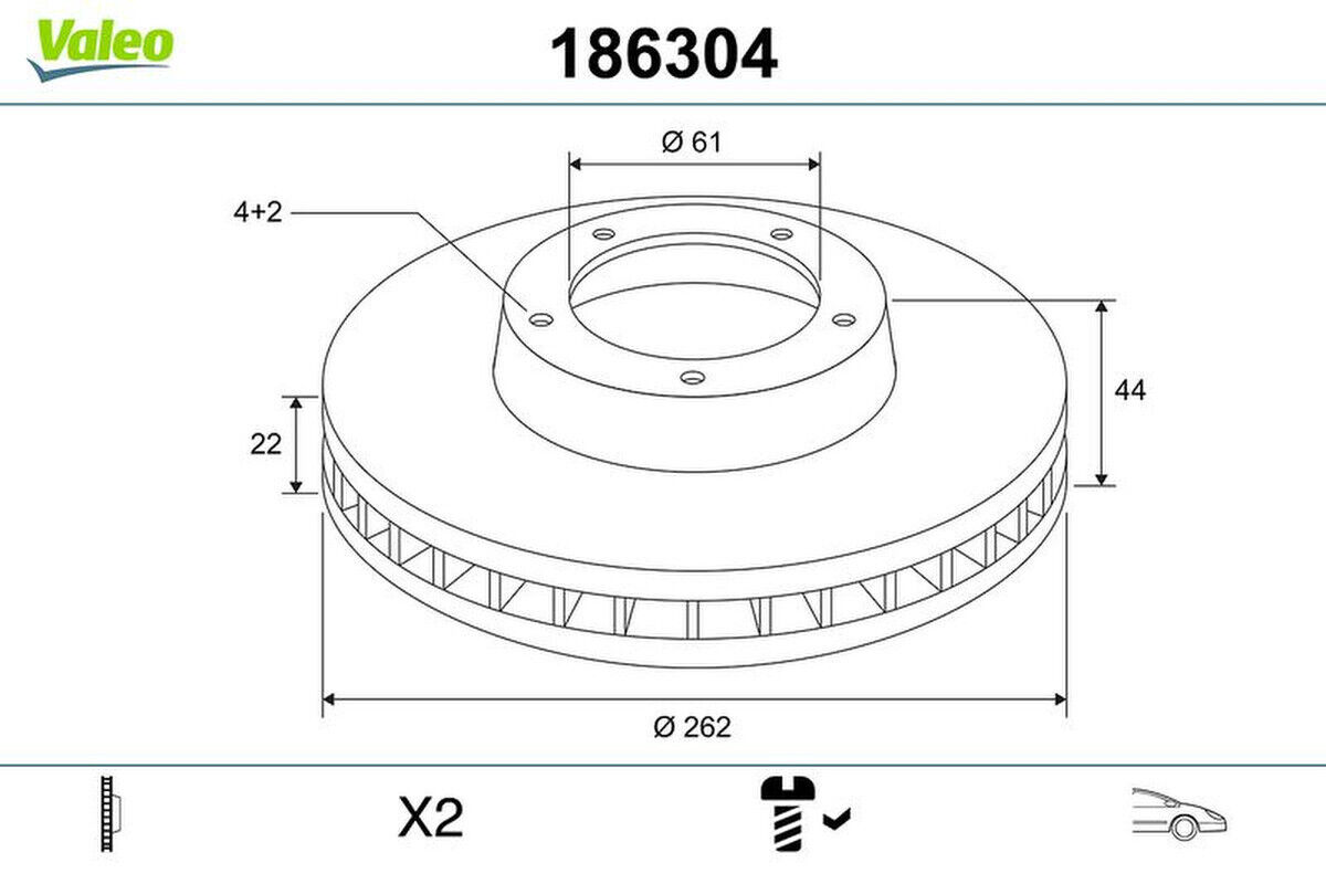 Bremsscheibe vorne belüftet mit Schraube VALEO für RENAULT LAGUNA I
