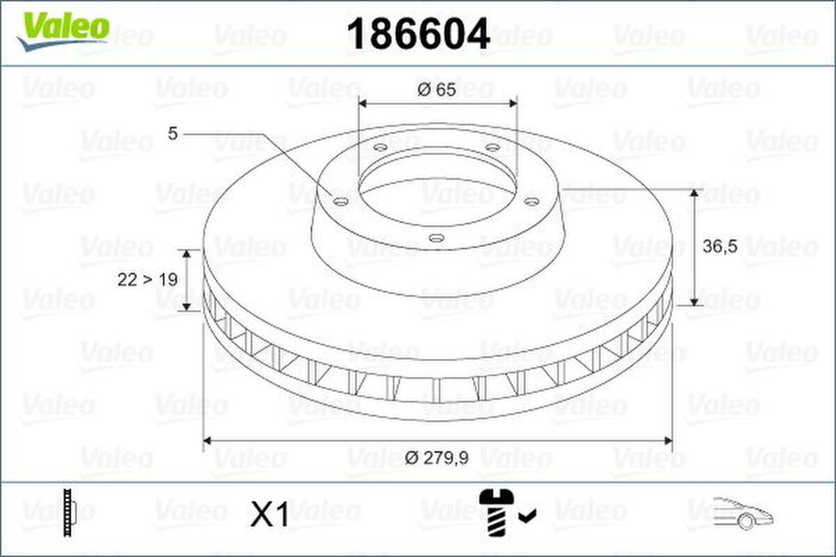 Bremsscheibe vorne belüftet mit Schraube VALEO für VW GOLF IV