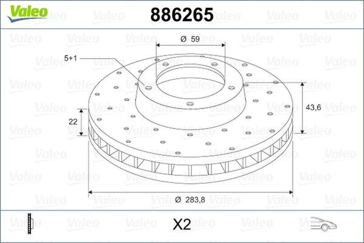 Bremsscheibe vorne gelocht/innenbel. VALEO für ALFA ROMEO 156