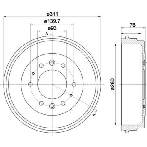 Bremsstrommel hinten HELLA für ASIA MOTORS FORD KIA MAZDA