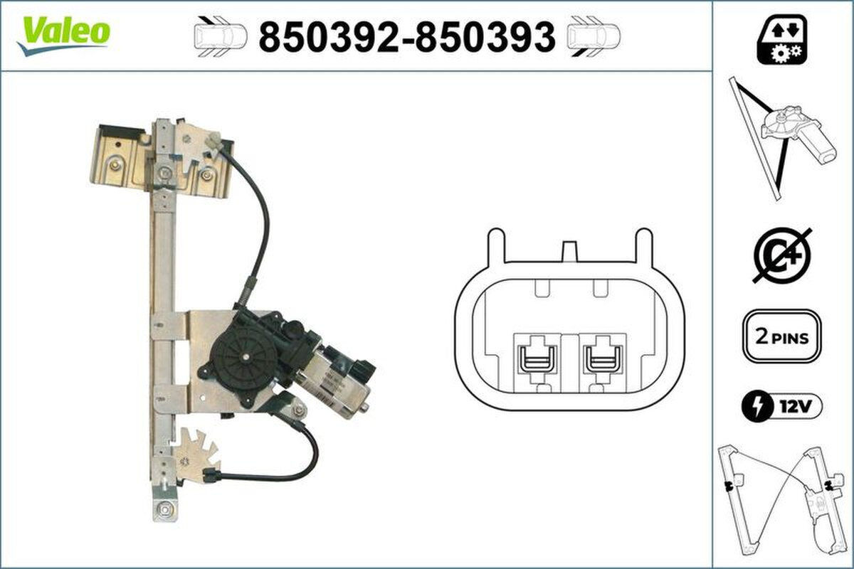 Fensterheber hinten links elektrisch 2-polig VALEO für SEAT CORDOBA (6K1)