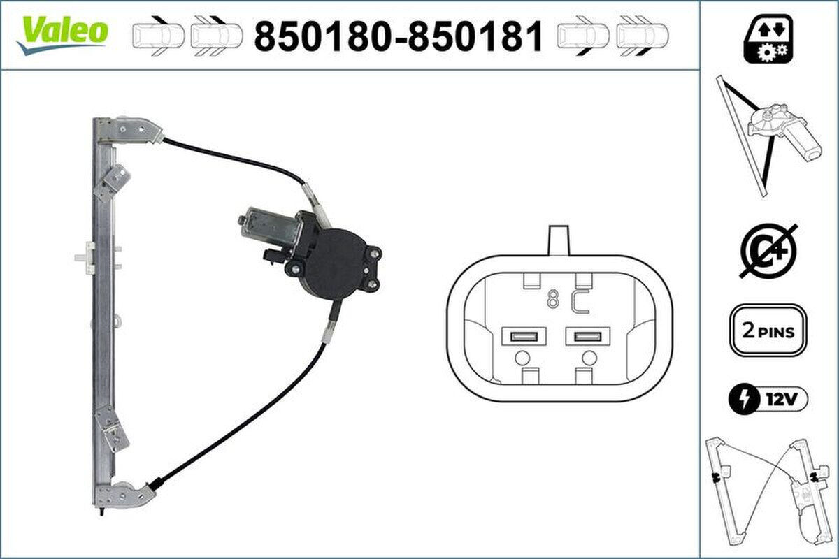 Fensterheber vorne links elektrisch 2-polig VALEO für FIAT PANDA /