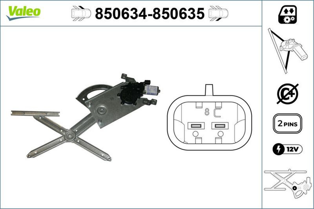 Fensterheber vorne links elektrisch 2-polig VALEO für SAAB 9-5 (YS3E)