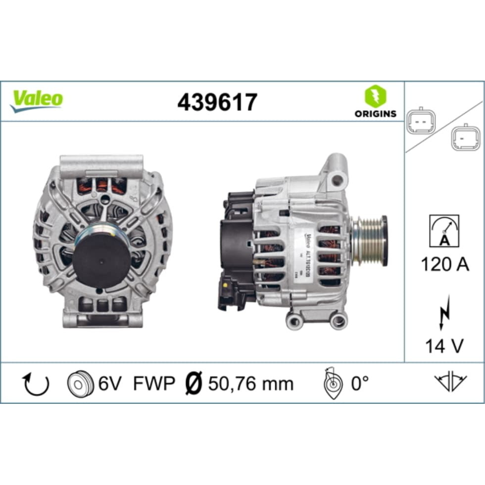 Generator VALEO 439617 für Citroën Peugeot Mini C4 II 508 I C5 III Break Ds3