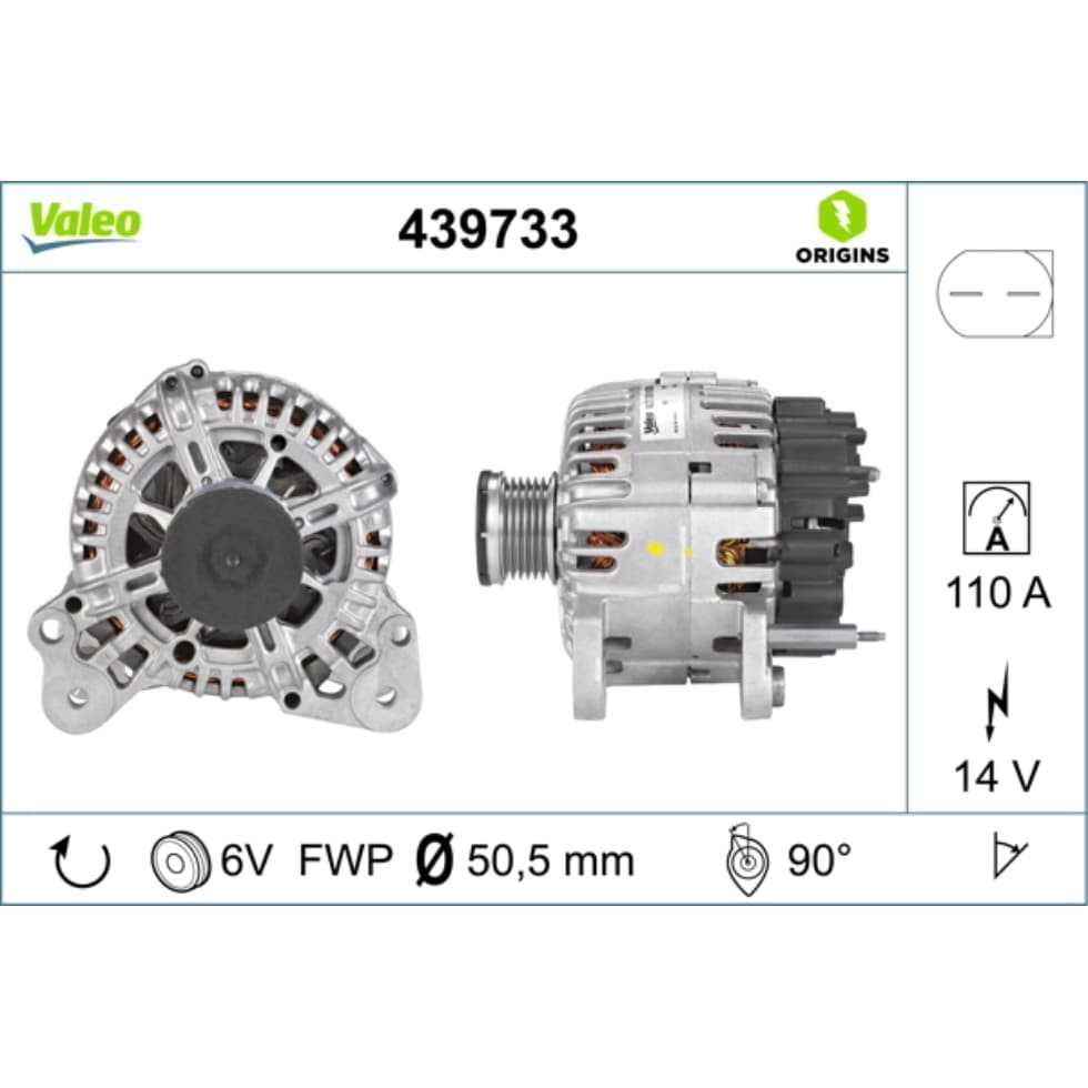 Generator VALEO 439733 für VW Skoda Audi Seat Jetta IV Golf Plus V VI Yeti