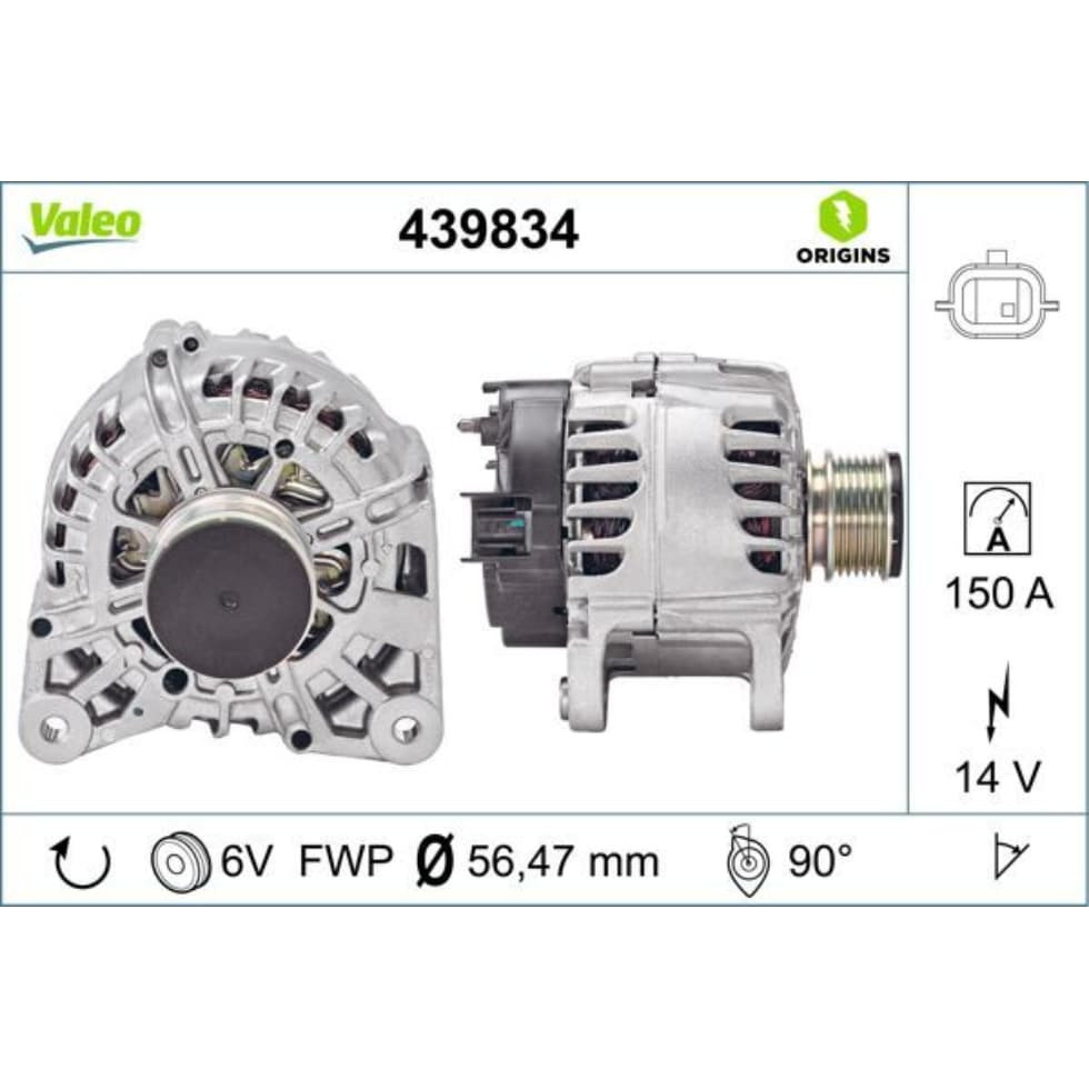Generator VALEO 439834 für Dacia Renault Duster Scénic III Kangoo Rapid Lodgy