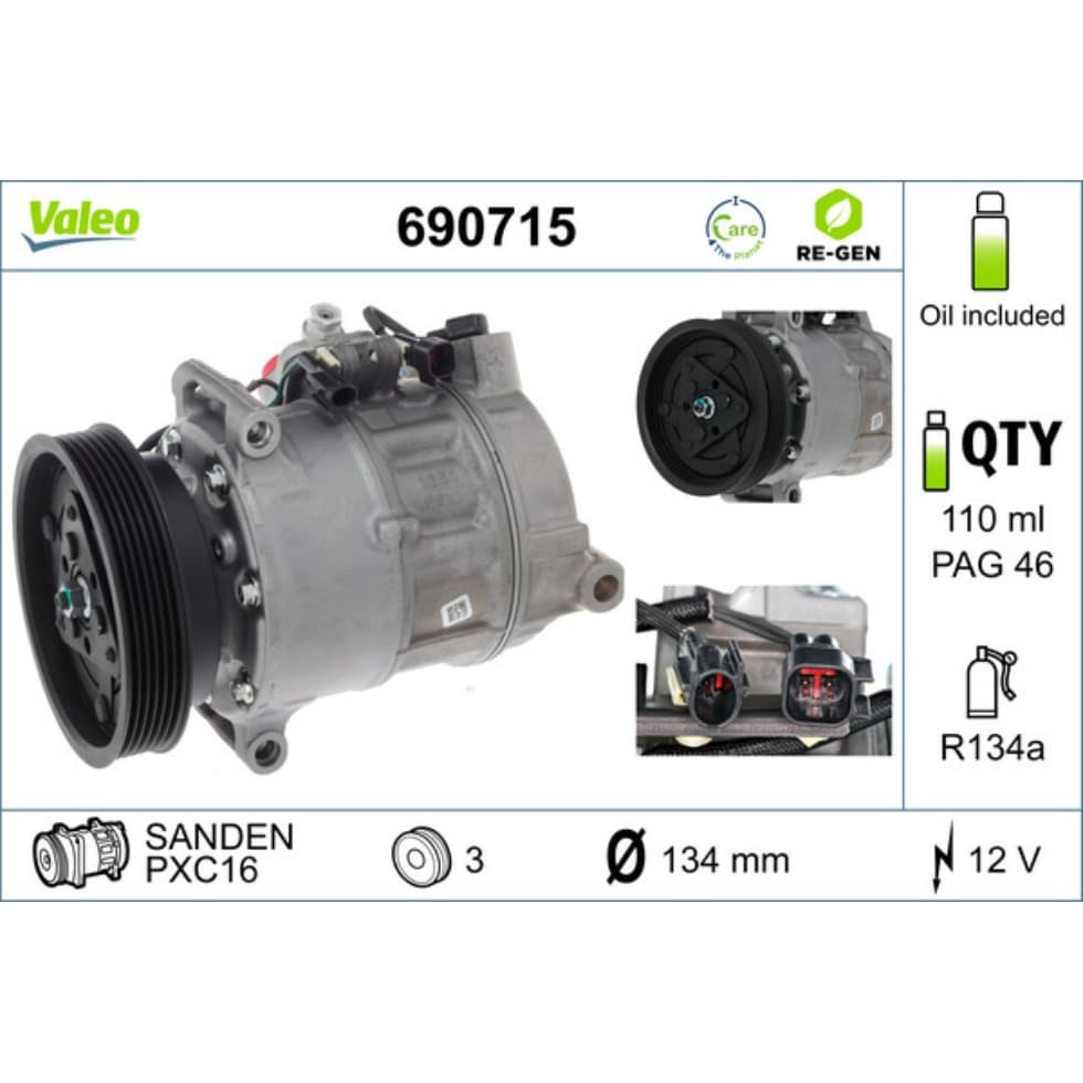 Kompressor Klimaanlage VALEO 690715 für Volvo V60 I S80 II