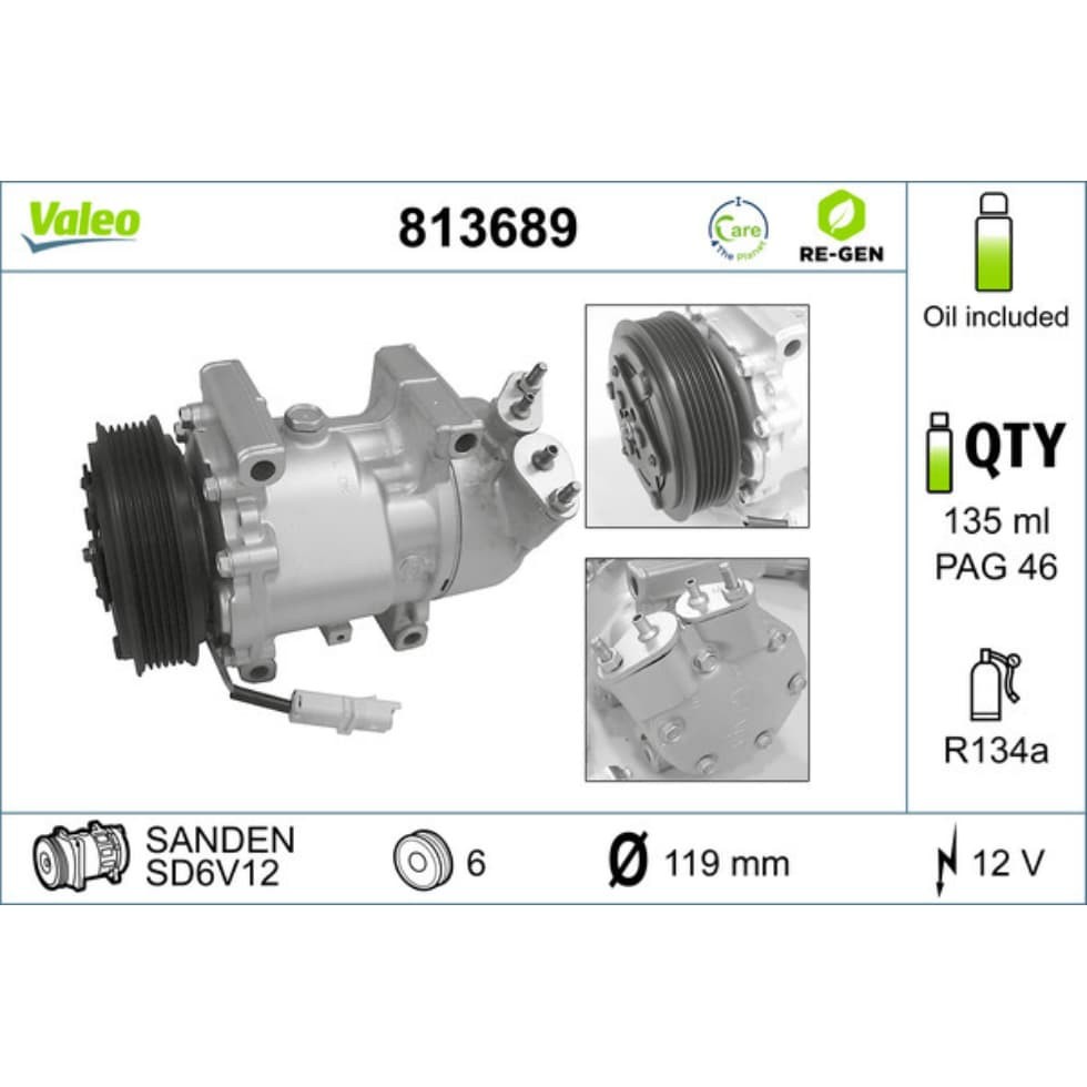 Kompressor Klimaanlage VALEO 813689 für Citroën Peugeot Partner Xsara 206+ 307