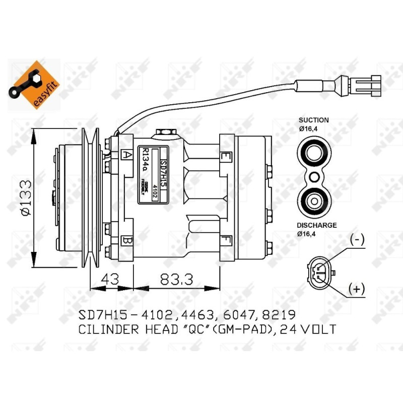 Kompressor, mit PAG Kompressoröl, Originalteil passend für DAF CF 75 06- NRF 32808G