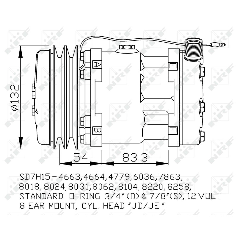 Kompressor passend für UNIVERSAL SD7H15-4664,4779,7863,8024 - NRF 32238