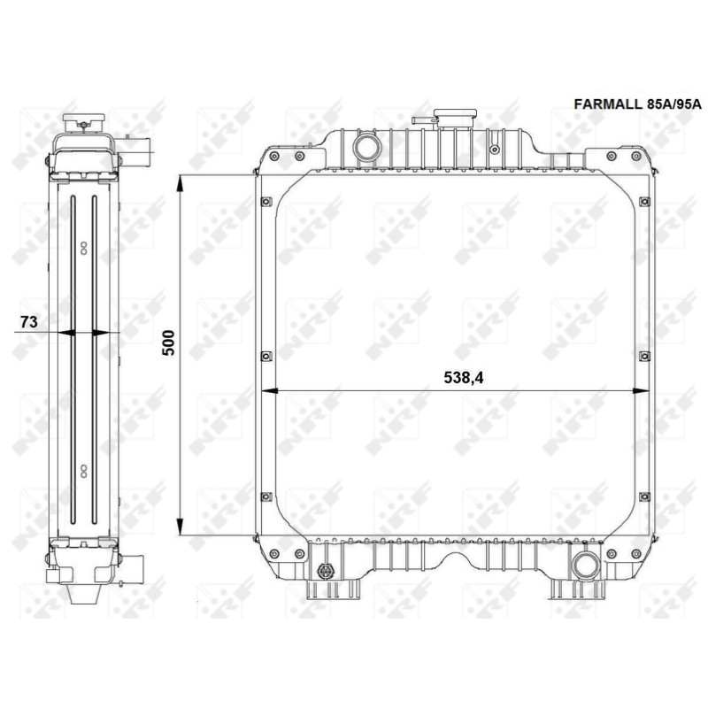 Kühler Alu gelötet passend für CASE Farmall JX85,JX85A,JX95,JX95 - NRF 54092