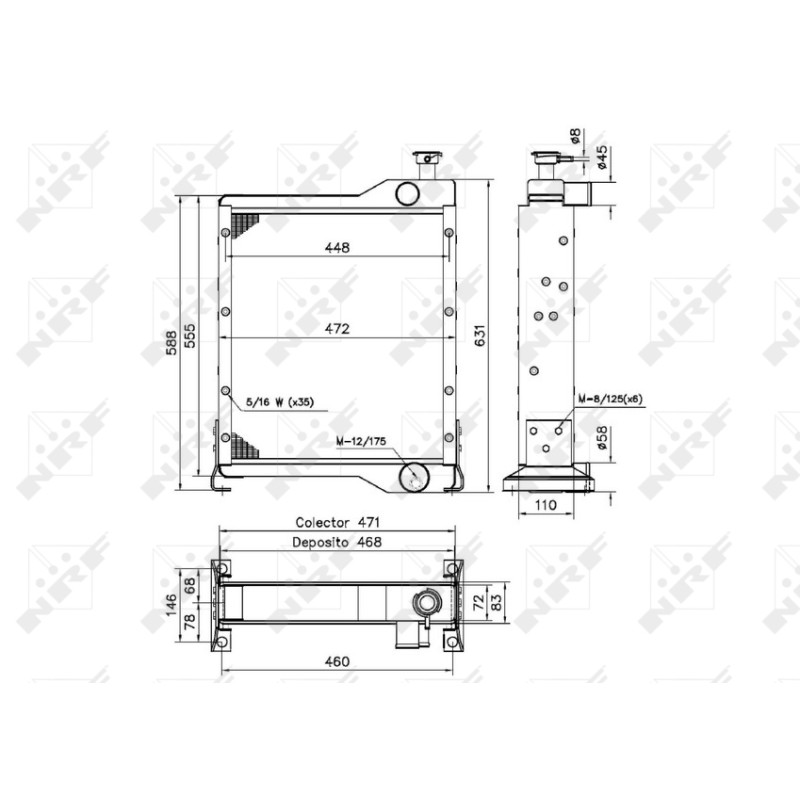 Kühler Alu gelötet passend für CASE IH XL - NRF 52255