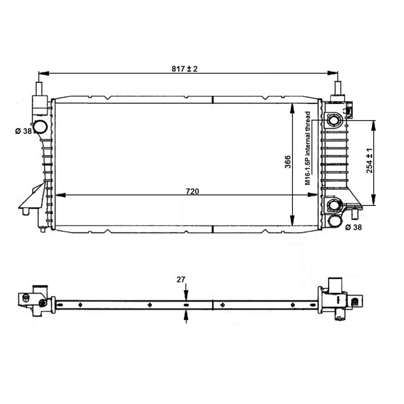 Kühler Alu gelötet passend für Ford Taurus 3.0 / 3.4 V6 1996-2007 - NRF 56045