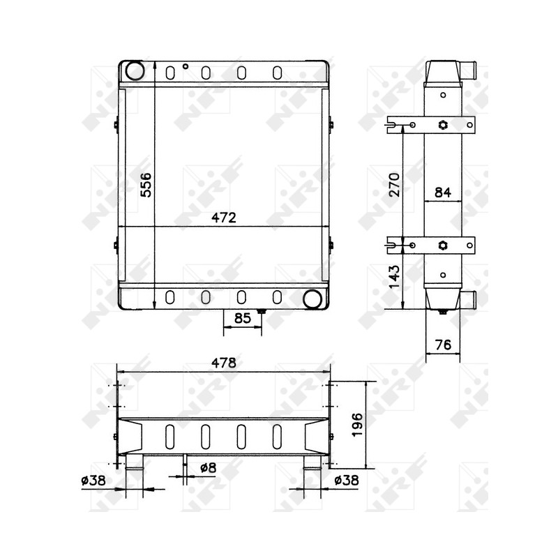Kühler Alu gelötet passend für JCB 3CX - NRF 52169