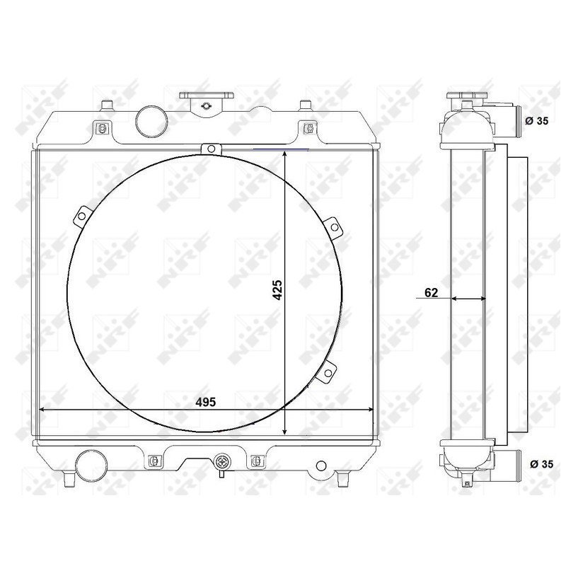 Kühler Alu gelötet passend für KUBOTA V2203M - NRF 54103