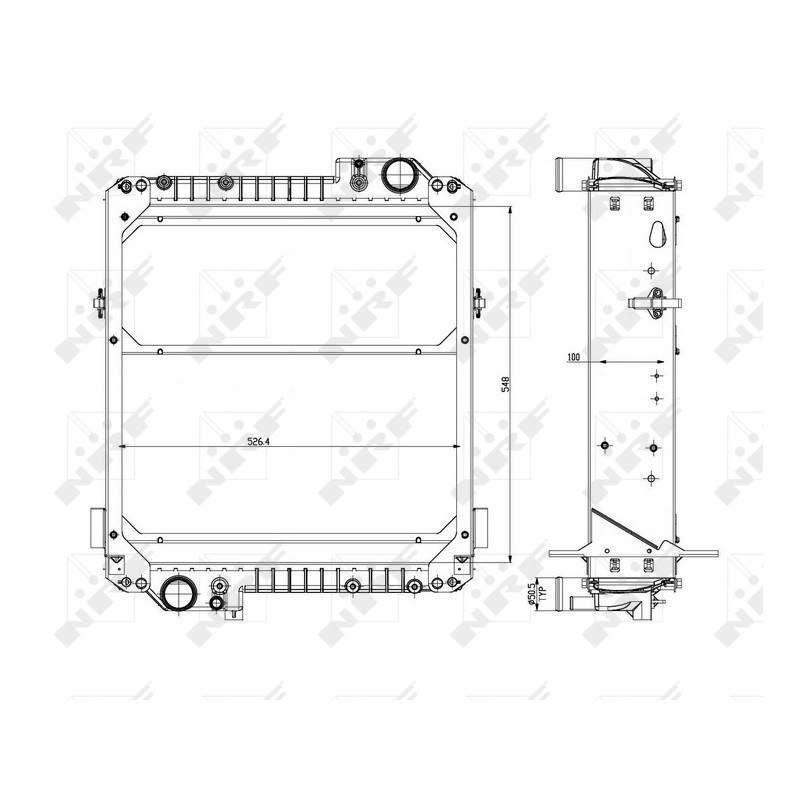 Kühler Alu gelötet passend für Massey Ferguson 5455, 6255, 6455, 626 - NRF 54073