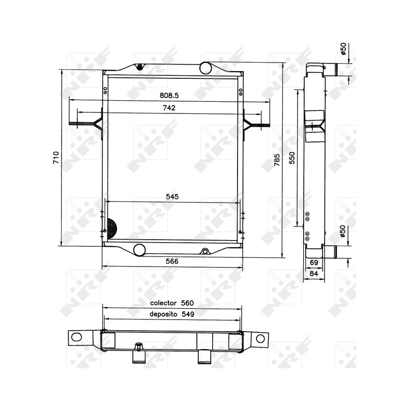 Kühler Alu gelötet passend für RENAULT TRUCKS MIDLINER 92- - NRF 52085