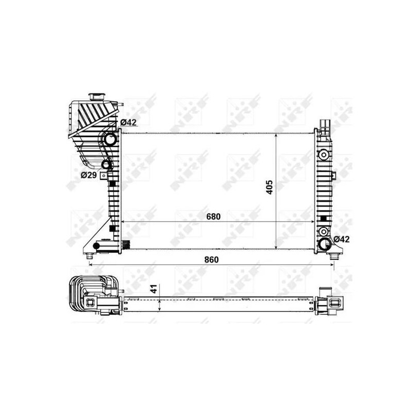Kühler, Economy Class (gesteckt) passend für MERCEDES Sprinter 2.2D 95- NRF 55349A