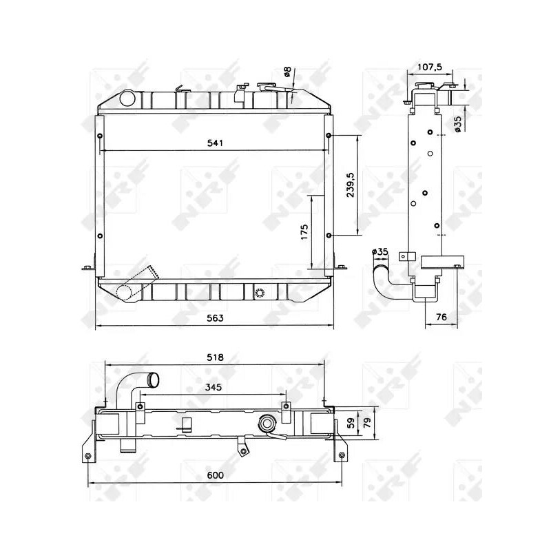 Kühler passend für TOYOTA Dyna 2.4D 85- NRF 52073
