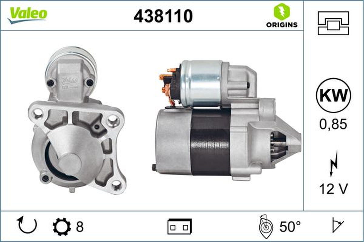 Starter 0,85kW 8 Zähne VALEO für RENAULT MEGANE I