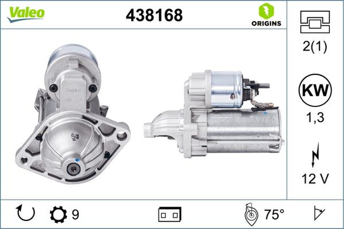 Starter 1,3kW 9 Zähne Flansch 64mm VALEO für FIAT DOBLO Kasten/Großraumlimousine