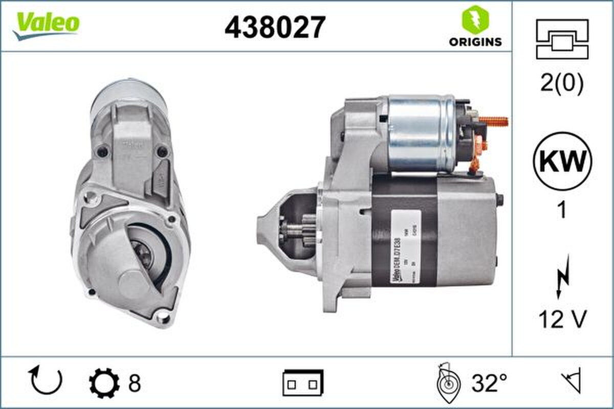 Starter 1kW 8 Zähne Flansch 70mm VALEO für MERCEDES B-KLASSE Sports