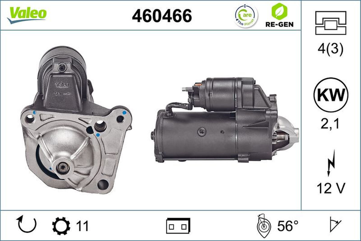 Starter 2,1kW 11 Zähne VALEO für RENAULT MEGANE II