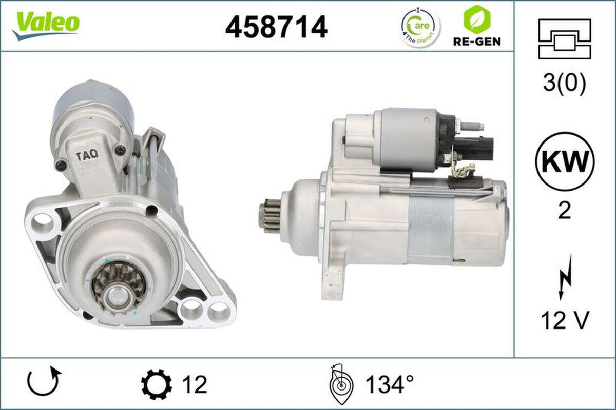 Starter 2kW 12 Zähne Flansch 79mm VALEO für VW TRANSPORTER T6