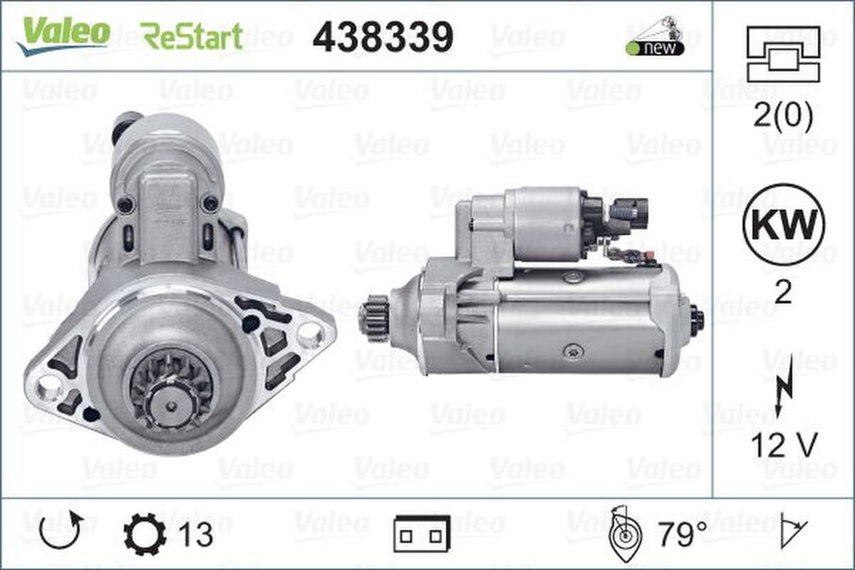 Starter 2kW 13 Zähne Flansch 79mm VALEO für VW PASSAT B8