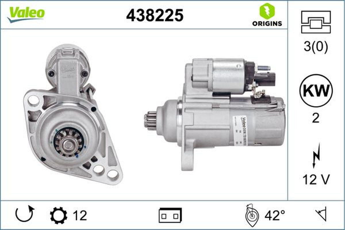 Starter 2kW Flansch 76mm VALEO für SEAT IBIZA IV