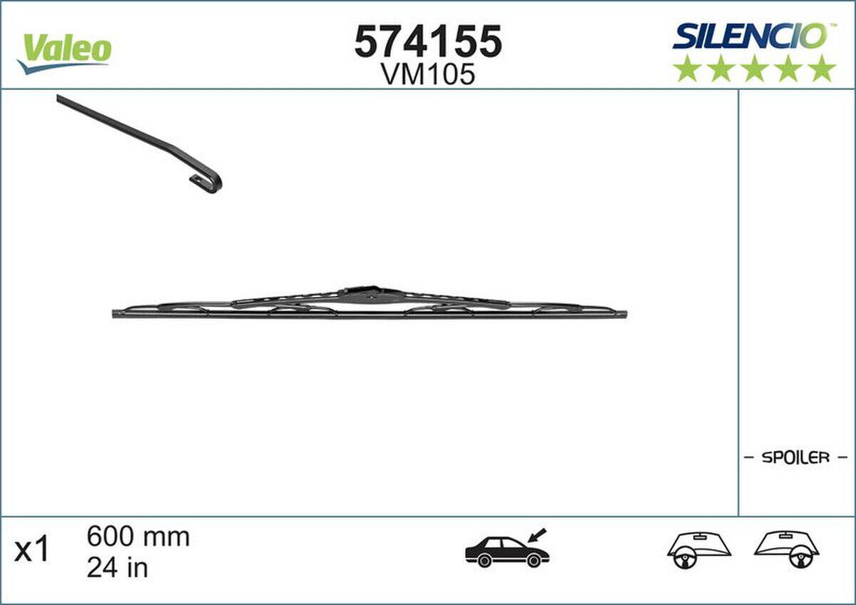 Wischblatt 600mm Bügelwischblatt VALEO für BMW 5 (E34)