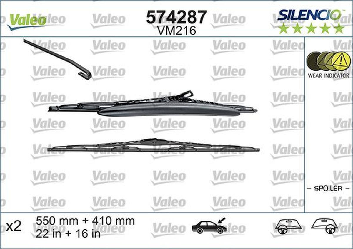 Wischblatt vorne Bügelwischblatt Verschleißwarner VALEO für ALFA ROMEO 147