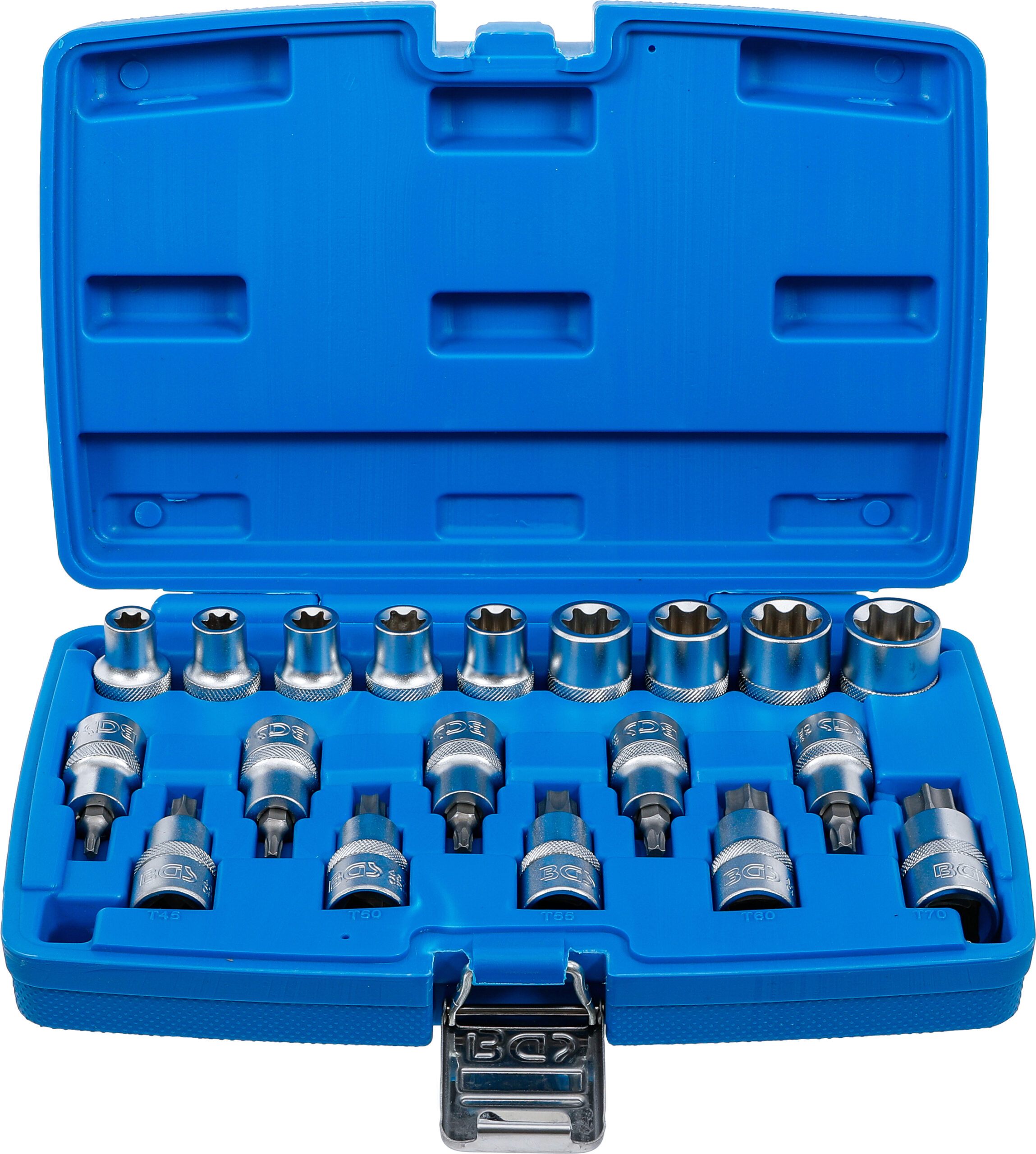 Bit-Einsatz-/Steckschlüssel-Einsatz-Satz | Antrieb Innenvierkant 12,5 mm (1/2") | E-Profil / T-Profil (für Torx) | 19-tlg. BGS