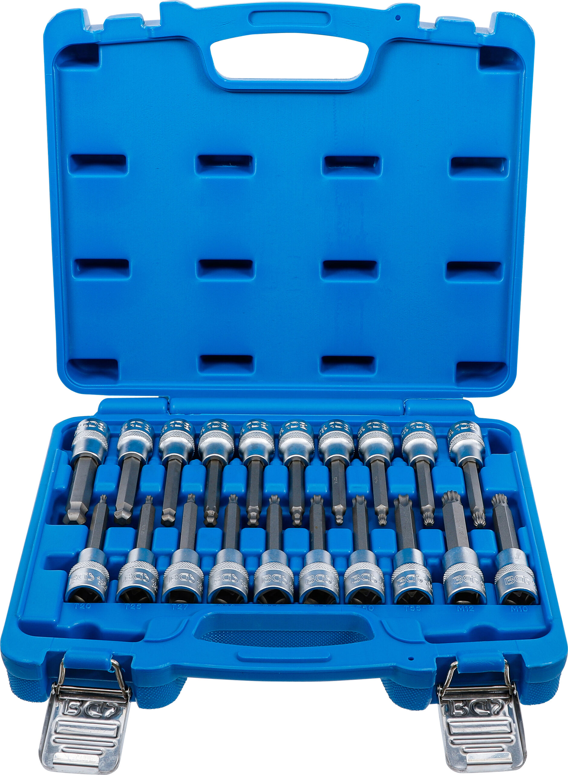 Bit-Einsatz-Satz | Antrieb Innenvierkant 12,5 mm (1/2") | Innensechskant, T-Profil (für Torx), Innenvielzahn (für XZN) mit Kugelkopf | 20-tlg. BGS