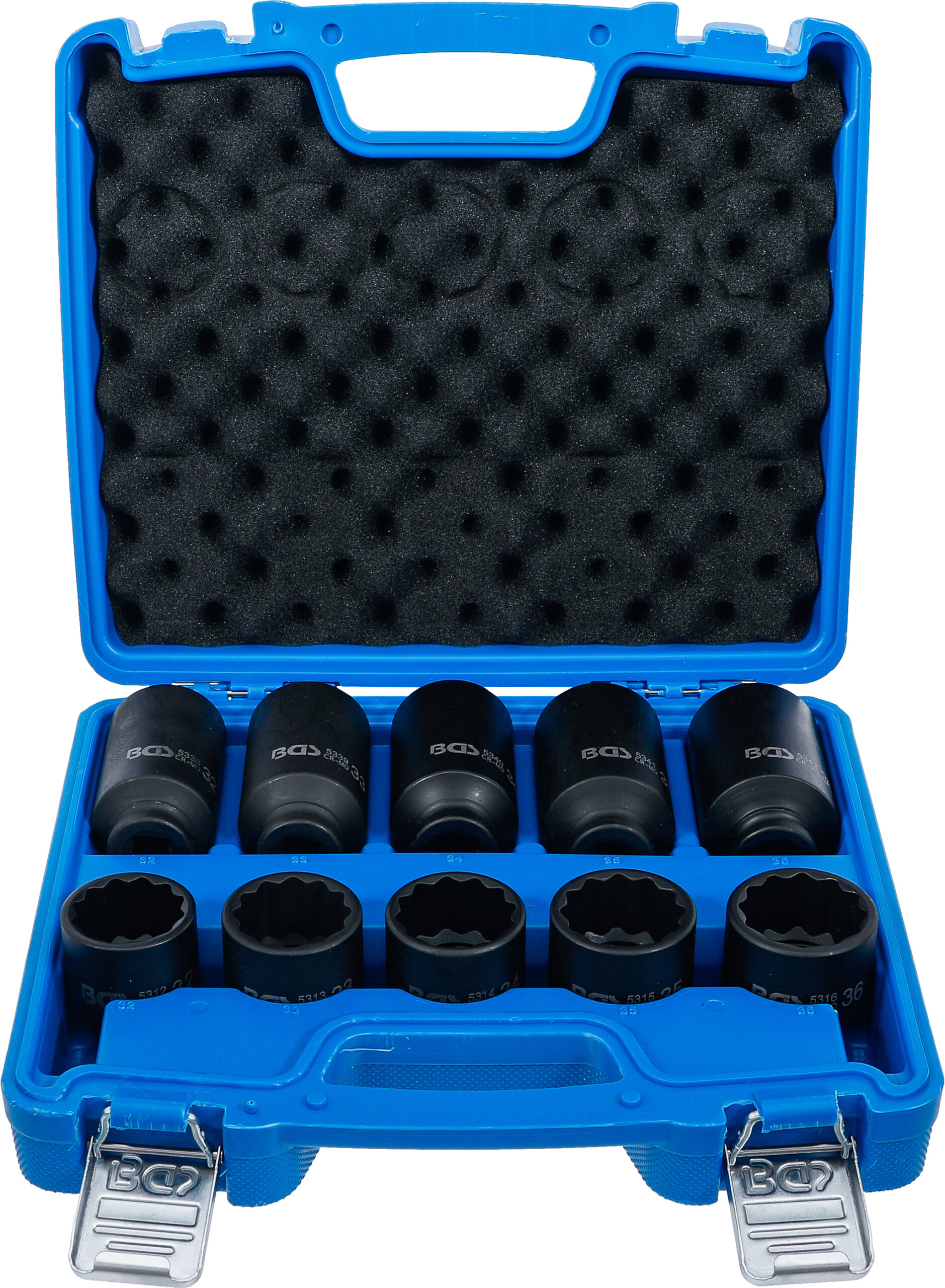 Kraft-Steckschlüssel-Einsatz-Satz | Zwölfkant | Antrieb Innenvierkant 12,5 mm (1/2") | SW 32 - 36 mm | 10-tlg. BGS