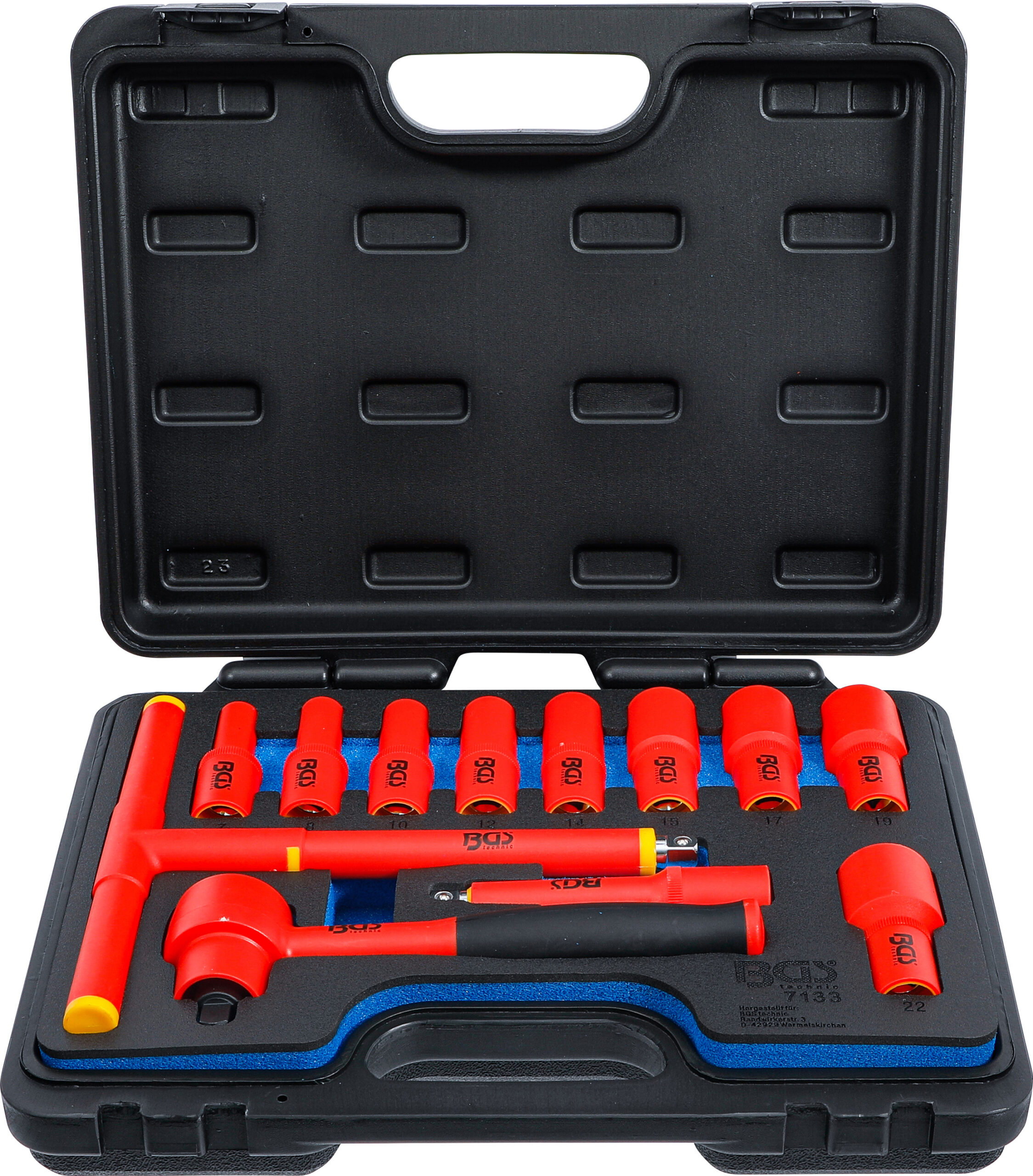 VDE-Steckschlüssel-Satz | Antrieb Innenvierkant 10 mm (3/8") | SW 7 - 22 mm | 12-tlg. BGS